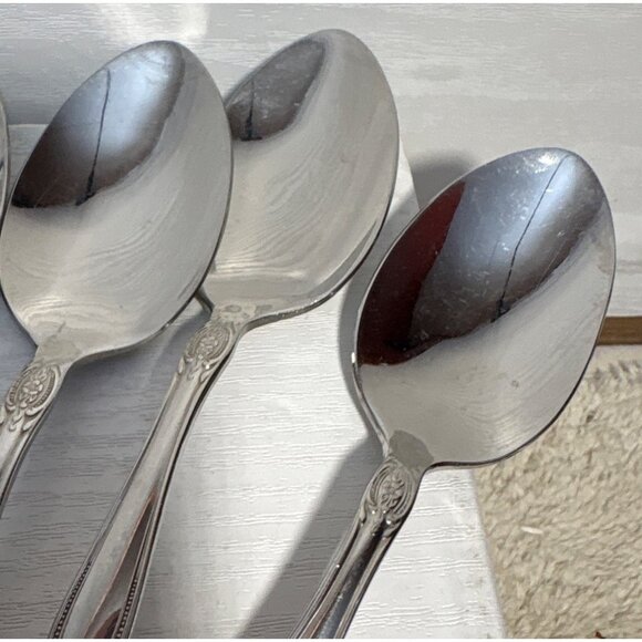 West Bend Oneida AFFECTION Soup Spoon Stainless Steel USA Floral 6.5" Set of 8 - Picture 3 of 5